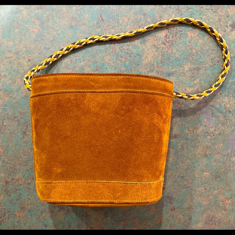 Vintage Suede Bucket Bag Boho Western Shoulder Bag